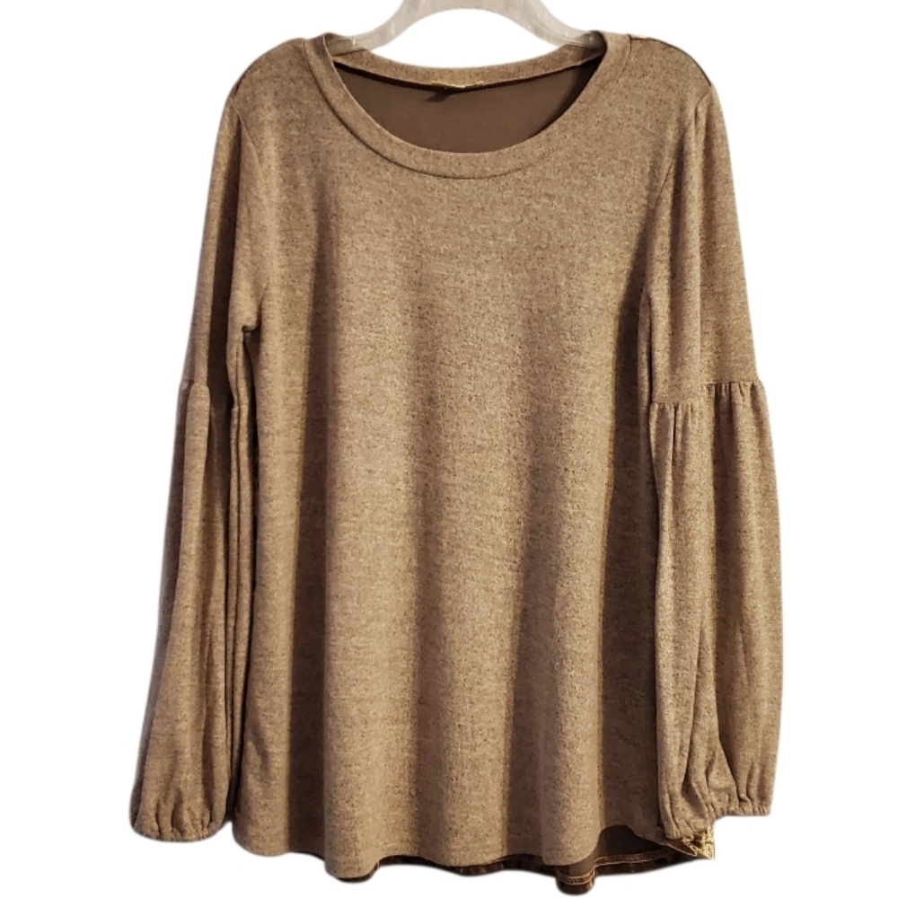 Kori America Women's Crushed Velvet Balloon Sleeve Tunic Top M